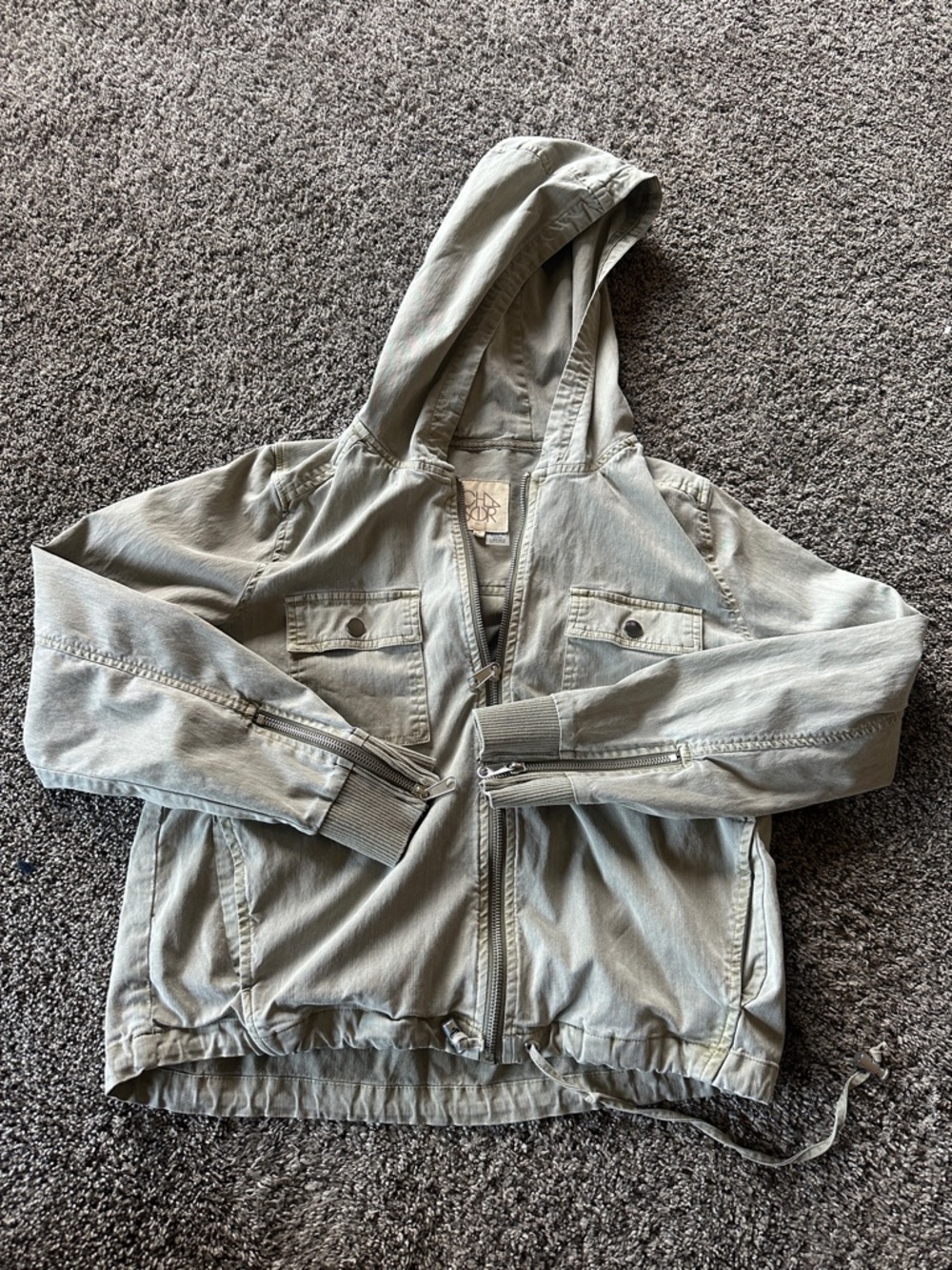 Woman’s Chaser Brand Hooded Utility Jacket - Sage Green Small Summer Style